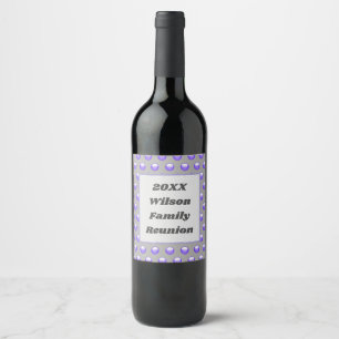 Étiquette Pour Bouteilles De Vin Pois vifs de la réunion familiale bleu et gris