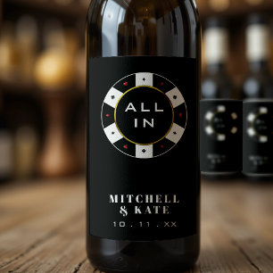 Étiquette Pour Bouteilles De Vin Poker Chip Tout En Noir Mariage