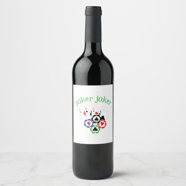 Étiquette Pour Bouteilles De Vin Poker Joker (Devant)