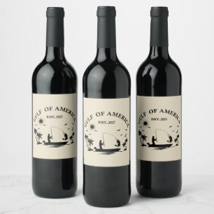 Étiquette Pour Bouteilles De Vin Pôle de pêche du golfe d'Amérique patriotique amér