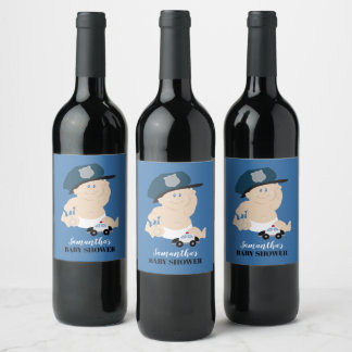 Étiquette Pour Bouteilles De Vin Police Officier Baby Cop Baby shower personnalisé