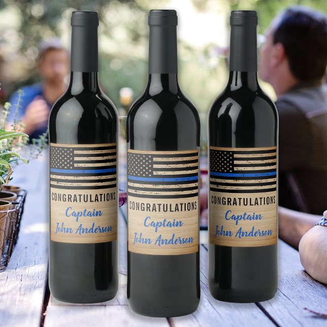 Étiquette Pour Bouteilles De Vin Police Retraite Application de la loi Mince Ligne  (Créateur téléchargé)