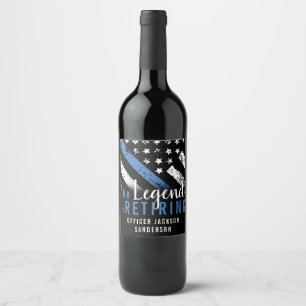 Étiquette Pour Bouteilles De Vin Police Retraite Ligne bleue Drapeau Application de