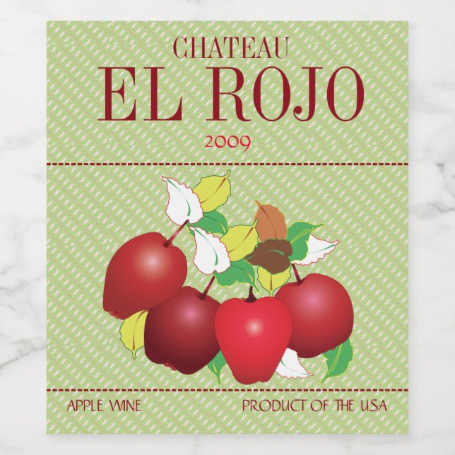 Étiquette Pour Bouteilles De Vin Pommes Fruit Botanique Été Récolte Jardin (Étiquettes simples)