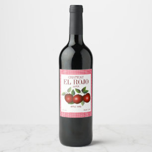 Étiquette Pour Bouteilles De Vin Pommes Fruit Été Récolte Gingham