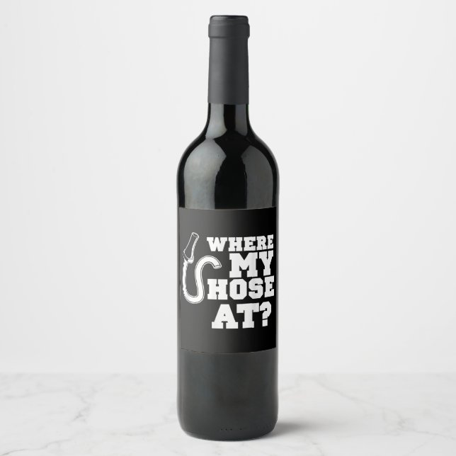 Étiquette Pour Bouteilles De Vin Pompier Hose Humour Adulte Pour Les Pompiers (Devant)