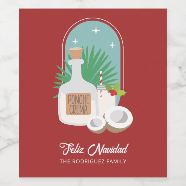 Étiquette Pour Bouteilles De Vin Ponche Crema (Étiquettes simples)