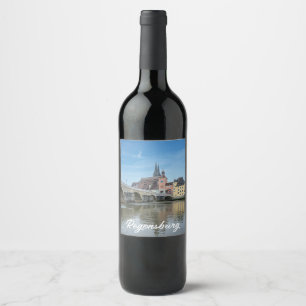Étiquette Pour Bouteilles De Vin Pont de pierre à Ratisbonne, Allemagne