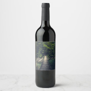 Étiquette Pour Bouteilles De Vin Pont suspendu simple rivière Idrijca, Slovénie