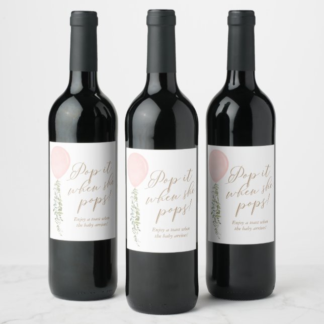 Étiquette Pour Bouteilles De Vin Pop'it When She Pop Pink Ballot Baby shower (Bouteilles)
