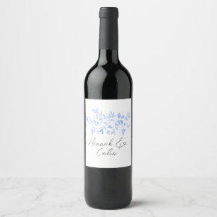 Étiquette Pour Bouteilles De Vin Porcelaine peinte bleue élégante minimale