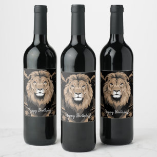 Étiquette Pour Bouteilles De Vin Portrait de lion vintage