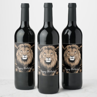 Étiquette Pour Bouteilles De Vin Portrait de lion vintage