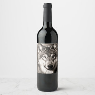 Étiquette Pour Bouteilles De Vin Portrait de loup