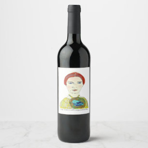 Étiquette Pour Bouteilles De Vin Portrait de poète Emily Dickinson