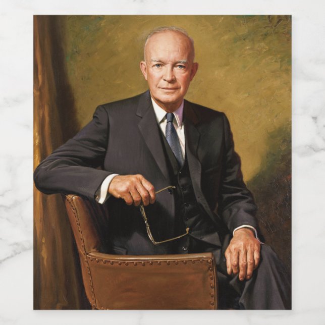Étiquette Pour Bouteilles De Vin Portrait officiel de Dwight Eisenhower à la Maison (Étiquettes simples)