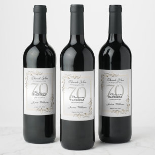 Étiquette Pour Bouteilles De Vin Posh 70e anniversaire Platinum