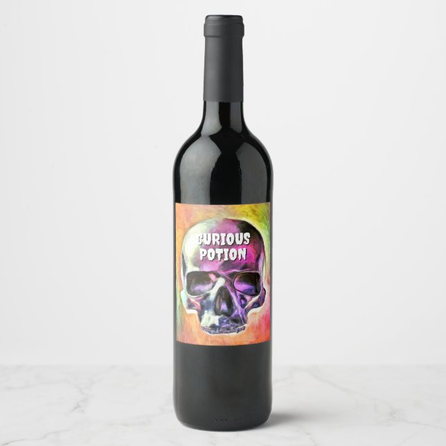 Étiquette Pour Bouteilles De Vin Potion Curieux. (Devant)