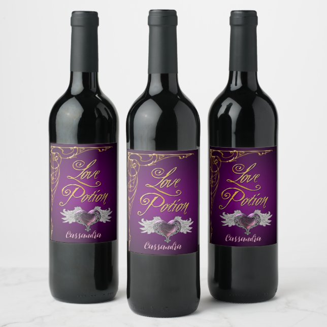 Étiquette Pour Bouteilles De Vin Potion d'amour de Goth Whimsical (Bouteilles)