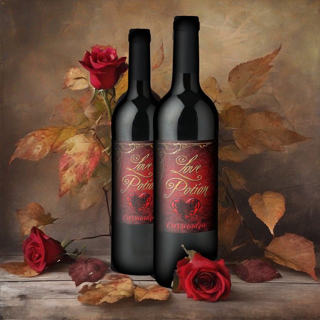 Étiquette Pour Bouteilles De Vin Potion d'amour de Goth Whimsical (Créateur téléchargé)