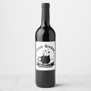 Étiquette Pour Bouteilles De Vin Potion fraîche Cauldron Cup Design Étiquette à vin