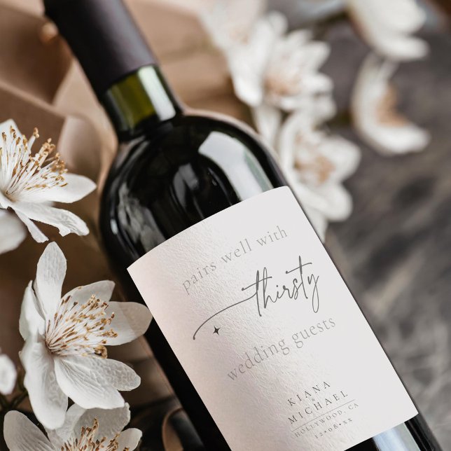 Étiquette Pour Bouteilles De Vin Poudre d'Humour Mariage neutre chic ID1020 (Créateur téléchargé)