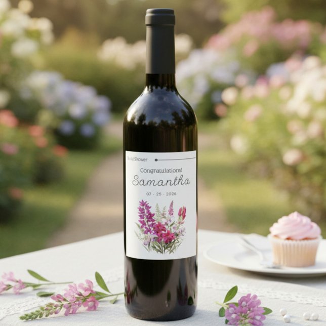 Étiquette Pour Bouteilles De Vin Pour la mariée Fête de mariage Floral (Créateur téléchargé)