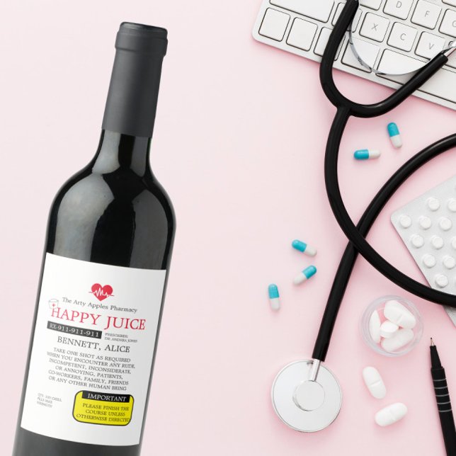 Étiquette Pour Bouteilles De Vin PRESCRIPTION Infirmière à vin diplôme GIN ÉTIQUETT (Créateur téléchargé)