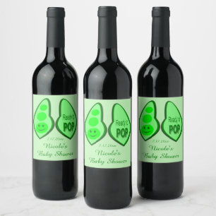 Étiquette Pour Bouteilles De Vin Prêt à couper le Baby shower de pois verts