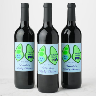 Étiquette Pour Bouteilles De Vin Prêt à faire Pop Baby Boy Blue Pea Baby shower Per