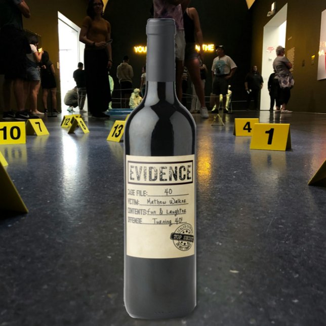 Étiquette Pour Bouteilles De Vin Preuve vrai crime meurtre mystère rôle (Créateur téléchargé)