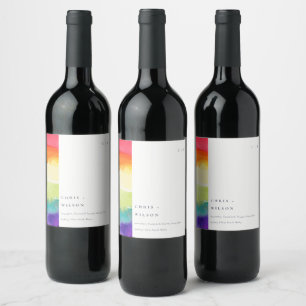 Étiquette Pour Bouteilles De Vin Pride colorée minimaliste Mariage arc-en-ciel élég