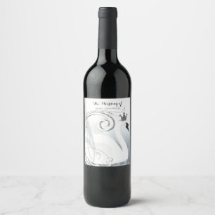 Étiquette Pour Bouteilles De Vin Princesse cygne Argent et blanc Élégant vin person