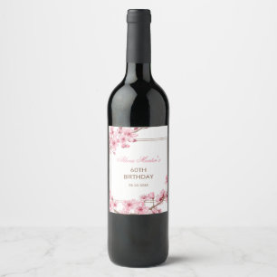 Étiquette Pour Bouteilles De Vin Printemps rose cerisier fleurs florales Anniversai