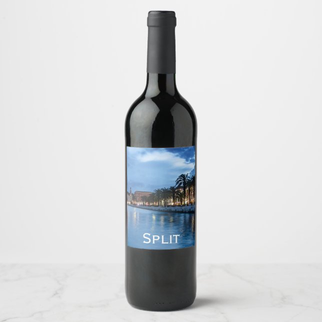 Étiquette Pour Bouteilles De Vin Promenade de Split en Croatie (Devant)
