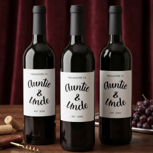 Étiquette Pour Bouteilles De Vin Promu Tante & Oncle Année de Début de Coutume