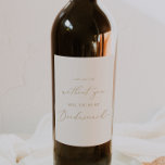 Étiquette Pour Bouteilles De Vin Proposition d'aide-mémoire en or et en crème<br><div class="desc">Ce délicat étiquette de vin de femme de chambre en or et crème est parfait pour un mariage moderne. Le design minimaliste romantique présente une belle et élégante typographie jaune doré de vin pétillant sur un arrière - plan de crème d'ivoire au look épuré et sobre.</div>