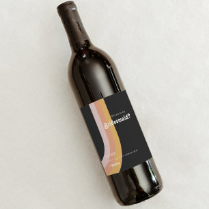 Étiquette Pour Bouteilles De Vin Proposition de la servante moderne Retro 70's Rain