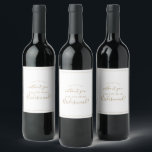 Étiquette Pour Bouteilles De Vin Proposition minimaliste d'aide-mémoire en or<br><div class="desc">Ce étiquette à vin minimaliste de la carte mère en or est parfait pour un mariage simple. Le design romantique moderne présente une typographie classique d'or et de blanc associée à une calligraphie rustique mais élégante avec un style vintage lettré à la main. Personnalisable dans n'importe quelle couleur. Gardez le...</div>