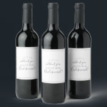 Étiquette Pour Bouteilles De Vin Proposition minimaliste de serveuse d'argent Étiqu<br><div class="desc">Ce étiquette de vin minimaliste de la serveuse d'argent est parfait pour un mariage simple. Le design romantique moderne présente une typographie gris argenté et blanc classique associée à une calligraphie rustique mais élégante avec un style vintage lettré à la main. Personnalisable dans n'importe quelle couleur. Gardez le design simple...</div>