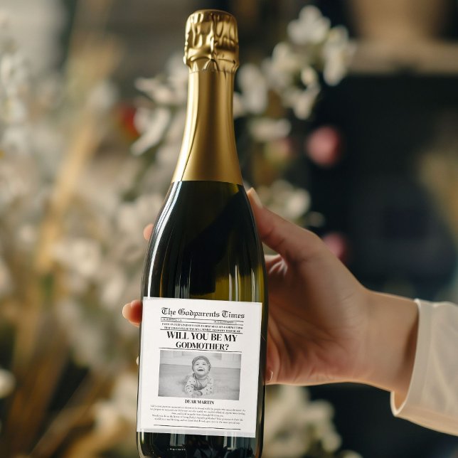 Étiquette Pour Bouteilles De Vin Proposition moderne Godparent Journal Baptême (Créateur téléchargé)