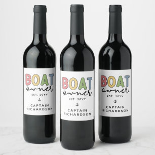 Étiquette Pour Bouteilles De Vin Propriétaire de bateau sur mesure établi Nouveau p