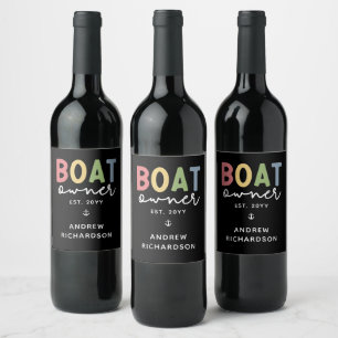 Étiquette Pour Bouteilles De Vin Propriétaire de bateau sur mesure établi Nouveau p