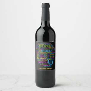 Étiquette Pour Bouteilles De Vin PSYCHOLOGIE Word Cloud texte personnalisé