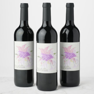 Étiquette Pour Bouteilles De Vin Puerto Madero Nœud lilas pur sur fond vert sauge
