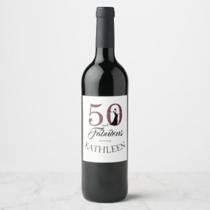 Étiquette Pour Bouteilles De Vin Purple 50 et fabuleux fête d'anniversaire Nom pers