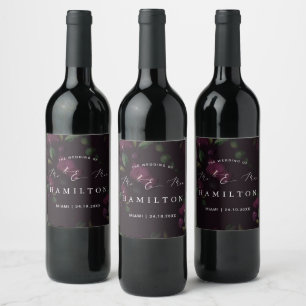 Étiquette Pour Bouteilles De Vin Purple Blooms Moody Mariage gothique