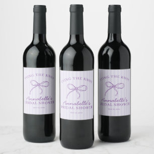 Étiquette Pour Bouteilles De Vin Purple Coquette Bow Pastel Fête des mariées Favori