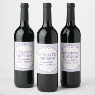 Étiquette Pour Bouteilles De Vin Purple Coquette Bow Pastel Fête des mariées Favori