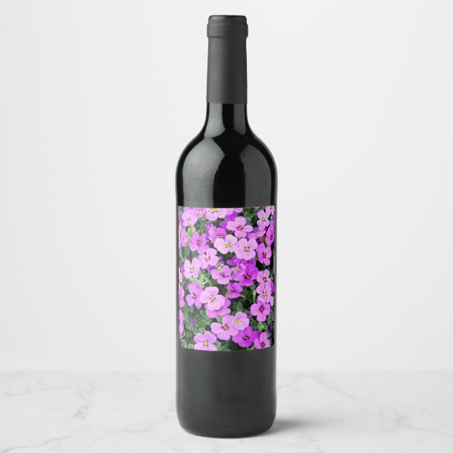 Étiquette Pour Bouteilles De Vin Purple Flowers (Devant)